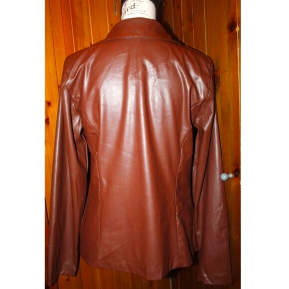 Ashley Stweart Brown Fau Leather Jacket Size 10/12 NWT - Picture 2 of 8